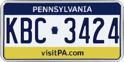 PA license plate KBC3424
