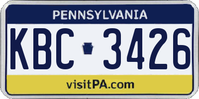 PA license plate KBC3426