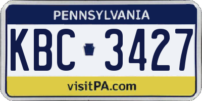 PA license plate KBC3427
