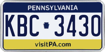 PA license plate KBC3430