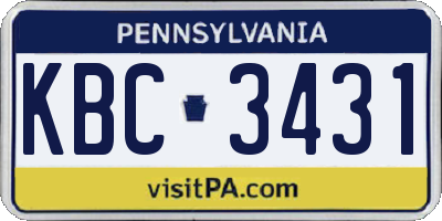PA license plate KBC3431