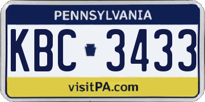 PA license plate KBC3433