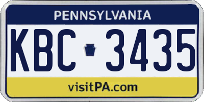 PA license plate KBC3435
