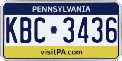 PA license plate KBC3436