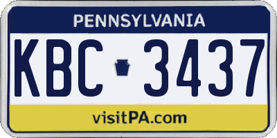PA license plate KBC3437