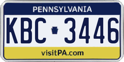 PA license plate KBC3446