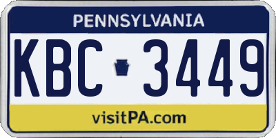 PA license plate KBC3449