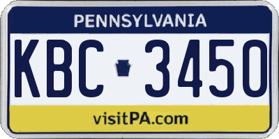 PA license plate KBC3450