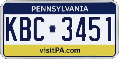 PA license plate KBC3451