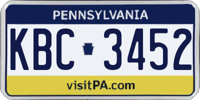 PA license plate KBC3452