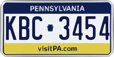 PA license plate KBC3454