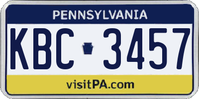 PA license plate KBC3457