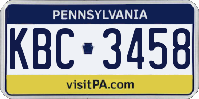 PA license plate KBC3458