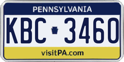 PA license plate KBC3460
