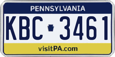 PA license plate KBC3461
