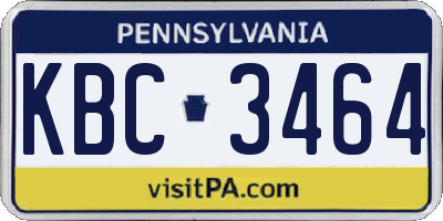 PA license plate KBC3464