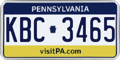 PA license plate KBC3465