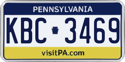 PA license plate KBC3469