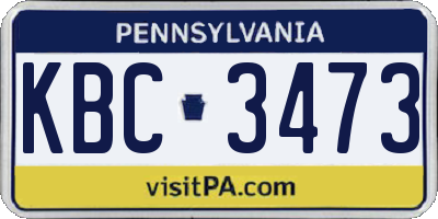 PA license plate KBC3473