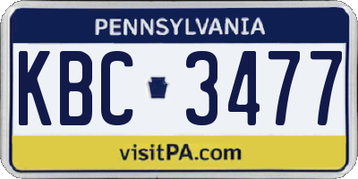 PA license plate KBC3477