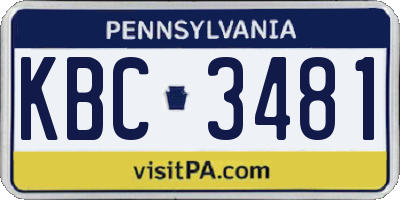 PA license plate KBC3481