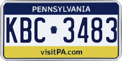 PA license plate KBC3483