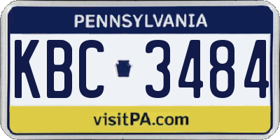 PA license plate KBC3484