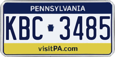PA license plate KBC3485