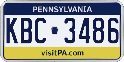 PA license plate KBC3486