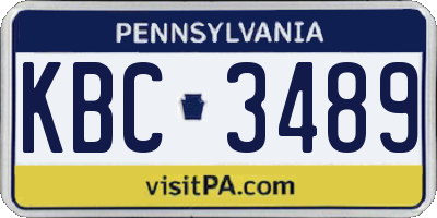 PA license plate KBC3489