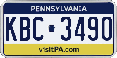 PA license plate KBC3490