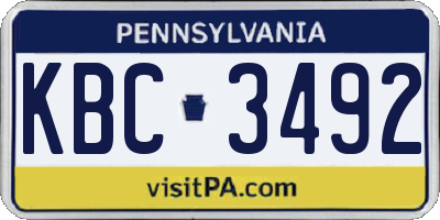 PA license plate KBC3492