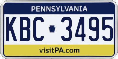 PA license plate KBC3495