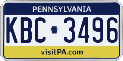 PA license plate KBC3496