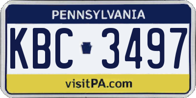 PA license plate KBC3497