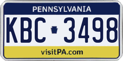 PA license plate KBC3498