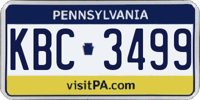 PA license plate KBC3499