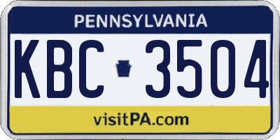PA license plate KBC3504