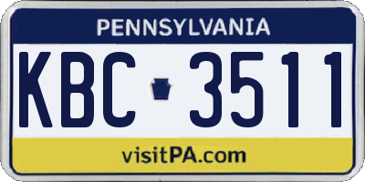 PA license plate KBC3511