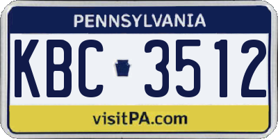 PA license plate KBC3512