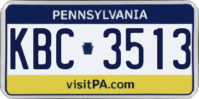 PA license plate KBC3513