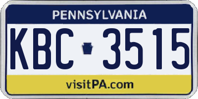 PA license plate KBC3515