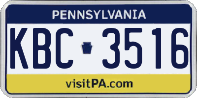 PA license plate KBC3516