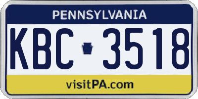 PA license plate KBC3518