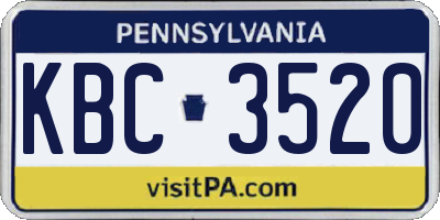 PA license plate KBC3520
