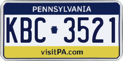 PA license plate KBC3521