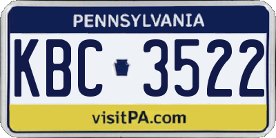 PA license plate KBC3522