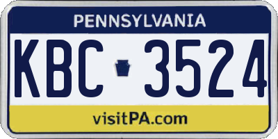 PA license plate KBC3524