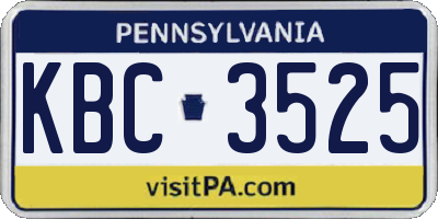 PA license plate KBC3525