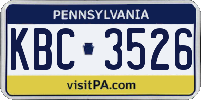 PA license plate KBC3526